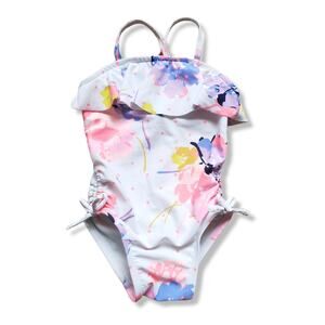 Girls 2T Flounce Floral Tie Swimsuit White Old Navy